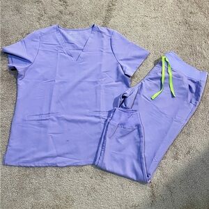 Figs Lavender Dew Scrub Set with Lime Accents- XL